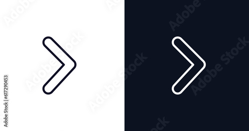 right up arrow icon. Thin line right up arrow icon from user interface collection. Outline vector isolated on dark blue and white background. Editable right up arrow symbol can be used web and mobile
