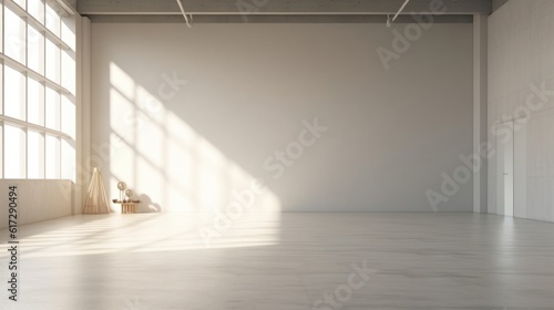 Modern studio background  empty space white interior. AI generative image.