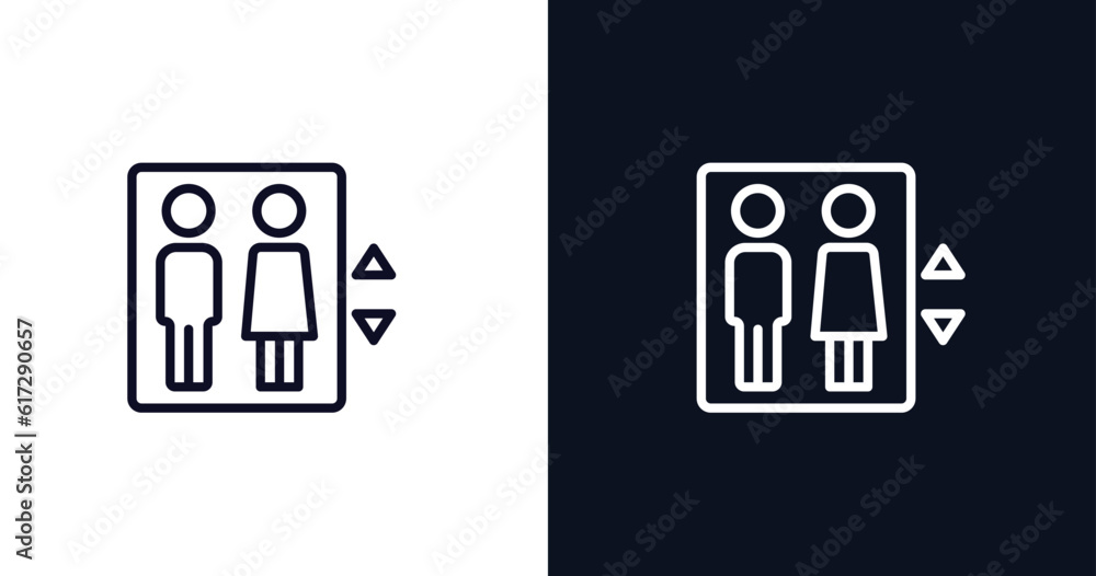 lift sign icon. Thin line lift sign icon from user interface collection. Outline vector isolated on dark blue and white background. Editable lift sign symbol can be used web and mobile lift sign icon. Thin line lift sign icon from user interface collection. Outline vector isolated on dark blue and white background. Editable lift sign symbol can be used web and mobile