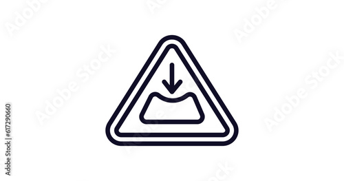 pothole sign icon. Thin line pothole sign icon from traffic signs collection. Outline vector isolated on white background. Editable pothole sign symbol can be used web and mobile