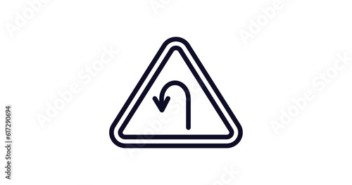 left hair pin sign icon. Thin line left hair pin sign icon from traffic signs collection. Outline vector isolated on white background. Editable left hair pin sign symbol can be used web and mobile