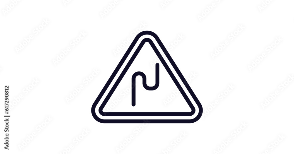 curves sign icon. Thin line curves sign icon from traffic signs collection. Outline vector isolated on white background. Editable curves sign symbol can be used web and mobile curves sign icon. Thin line curves sign icon from traffic signs collection. Outline vector isolated on white background. Editable curves sign symbol can be used web and mobile