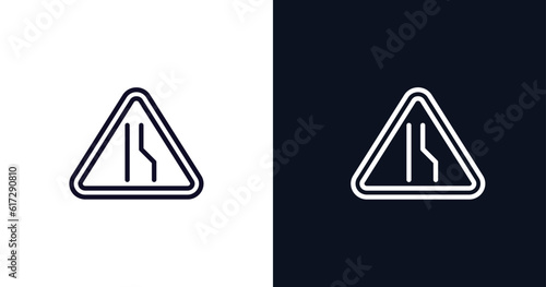 lane sign icon. Thin line lane sign icon from traffic signs collection. Outline vector isolated on dark blue and white background. Editable lane sign symbol can be used web and mobile