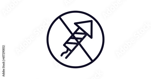 no fireworks icon. Thin line no fireworks icon from traffic signs collection. Outline vector isolated on white background. Editable no fireworks symbol can be used web and mobile