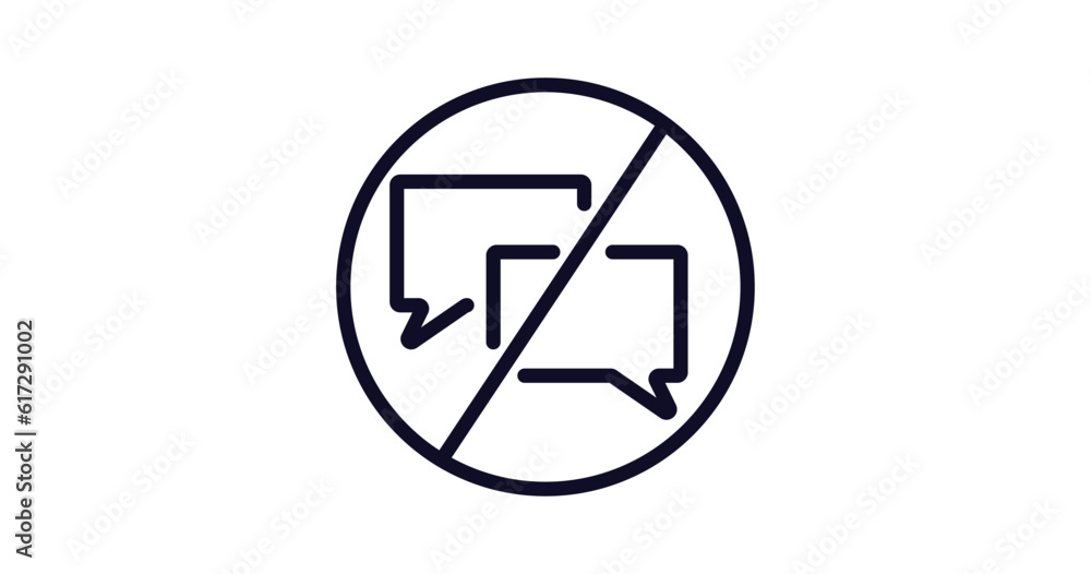 no chatting icon. Thin line no chatting icon from traffic signs collection. Outline vector isolated on white background. Editable no chatting symbol can be used web and mobile no chatting icon. Thin line no chatting icon from traffic signs collection. Outline vector isolated on white background. Editable no chatting symbol can be used web and mobile