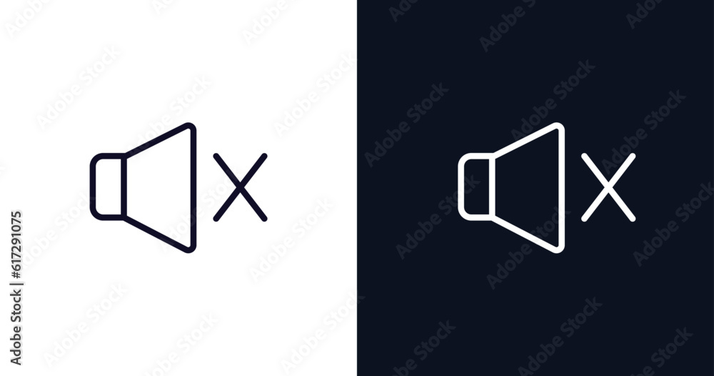 no sound icon. Thin line no sound icon from traffic signs collection. Outline vector isolated on dark blue and white background. Editable no sound symbol can be used web and mobile no sound icon. Thin line no sound icon from traffic signs collection. Outline vector isolated on dark blue and white background. Editable no sound symbol can be used web and mobile