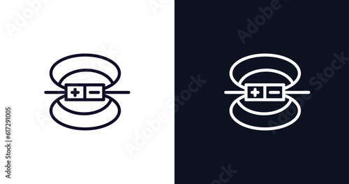 magnetic field icon. Thin line magnetic field icon from traffic signs collection. Outline vector isolated on dark blue and white background. Editable magnetic field symbol can be used web and mobile