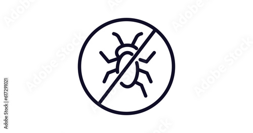 no insects icon. Thin line no insects icon from traffic signs collection. Outline vector isolated on white background. Editable no insects symbol can be used web and mobile