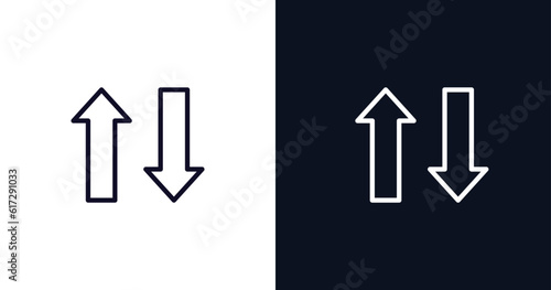 two ways icon. Thin line two ways icon from traffic signs collection. Outline vector isolated on dark blue and white background. Editable two ways symbol