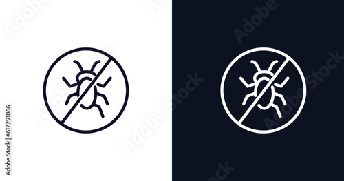 no insects icon. Thin line no insects icon from traffic signs collection. Outline vector isolated on dark blue and white background. Editable no insects symbol can be used web and mobile