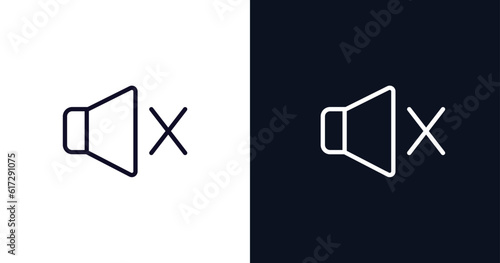 no sound icon. Thin line no sound icon from traffic signs collection. Outline vector isolated on dark blue and white background. Editable no sound symbol can be used web and mobile