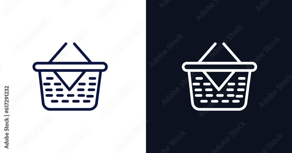 pinic basket icon. Thin line pinic basket icon from summer collection. Outline vector isolated on dark blue and white background. Editable pinic basket symbol can be used web and mobile pinic basket icon. Thin line pinic basket icon from summer collection. Outline vector isolated on dark blue and white background. Editable pinic basket symbol can be used web and mobile