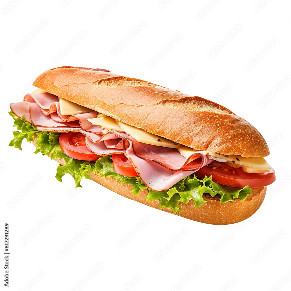 sandwich with ham and vegetables created with Generative AI sandwich with ham and vegetables created with Generative AI