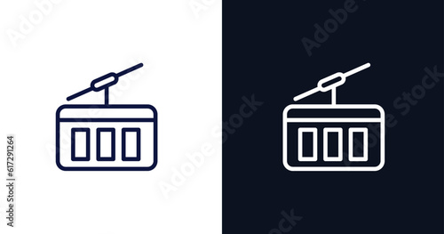 funicular icon. Thin line funicular icon from summer collection. Outline vector isolated on dark blue and white background. Editable funicular symbol can be used web and mobile