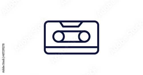 cassette icon. Thin line cassette icon from summer collection. Outline vector isolated on white background. Editable cassette symbol can be used web and mobile