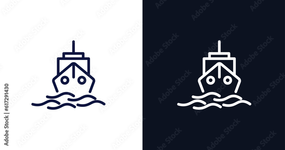cruise icon. Thin line cruise icon from summer collection. Outline vector isolated on dark blue and white background. Editable cruise symbol can be used web and mobile
