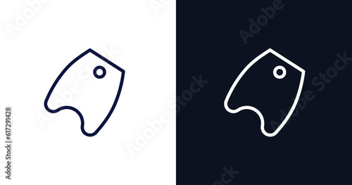 bodyboard icon. Thin line bodyboard icon from summer collection. Outline vector isolated on dark blue and white background. Editable bodyboard symbol can be used web and mobile
