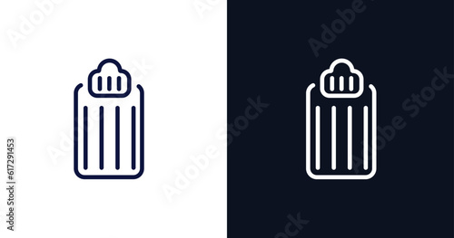 air mattress icon. Thin line air mattress icon from summer collection. Outline vector isolated on dark blue and white background. Editable air mattress symbol can be used web and mobile