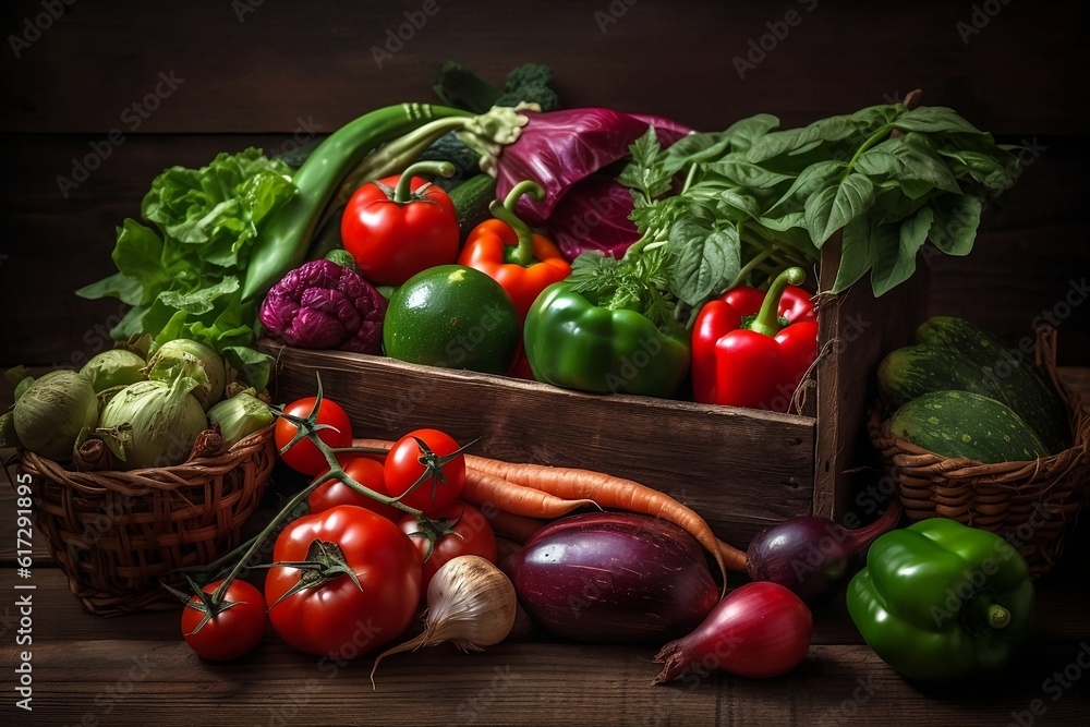 still life with fresh vegetables. Generative AI. still life with fresh vegetables. Generative AI.