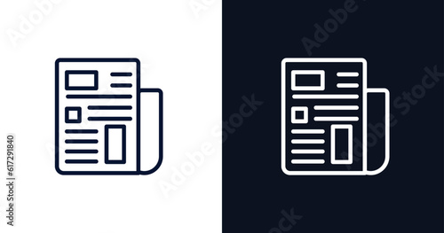 newspaper icon. Thin line newspaper icon from strategy collection. Outline vector isolated on dark blue and white background. Editable newspaper symbol can be used web and mobile