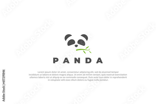 logo panda eating bamboo silhouette