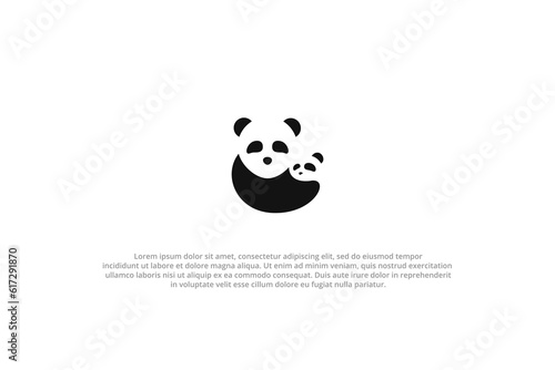 logo panda parenting baby hug mommy silhouette