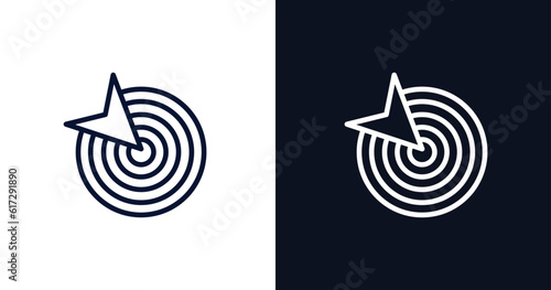 goal icon. Thin line goal icon from strategy collection. Outline vector isolated on dark blue and white background. Editable goal symbol can be used web and mobile