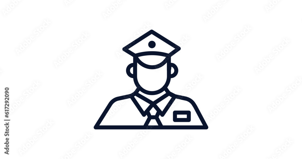 policeman working icon. Thin line policeman working icon from people collection. Outline vector isolated on white background. Editable policeman working symbol can be used web and mobile