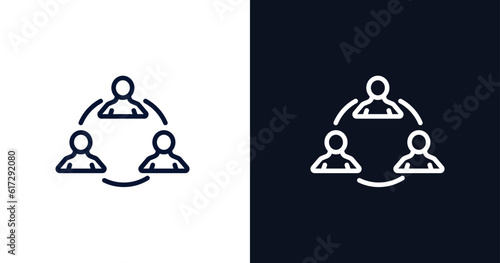 collaboration icon. Thin line collaboration icon from strategy collection. Outline vector isolated on dark blue and white background. Editable collaboration symbol can be used web and mobile
