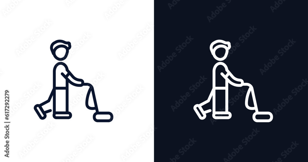 man vacuuming icon. Thin line man vacuuming icon from people collection. Outline vector isolated on dark blue and white background. Editable man vacuuming symbol can be used web and mobile man vacuuming icon. Thin line man vacuuming icon from people collection. Outline vector isolated on dark blue and white background. Editable man vacuuming symbol can be used web and mobile
