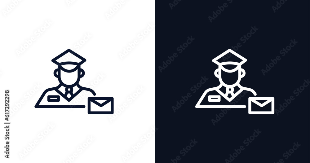 postman working icon. Thin line postman working icon from people ...