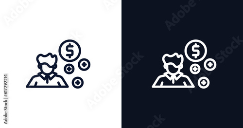 book keeper icon. Thin line book keeper icon from people collection. Outline vector isolated on dark blue and white background. Editable book keeper symbol can be used web and mobile