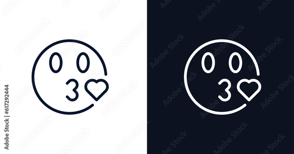 kiss smile icon. Thin line kiss smile icon from people collection. Outline vector isolated on dark blue and white background. Editable kiss smile symbol can be used web and mobile kiss smile icon. Thin line kiss smile icon from people collection. Outline vector isolated on dark blue and white background. Editable kiss smile symbol can be used web and mobile