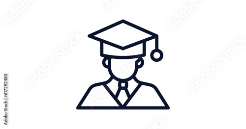 graduating boy icon. Thin line graduating boy icon from people collection. Outline vector isolated on white background. Editable graduating boy symbol can be used web and mobile