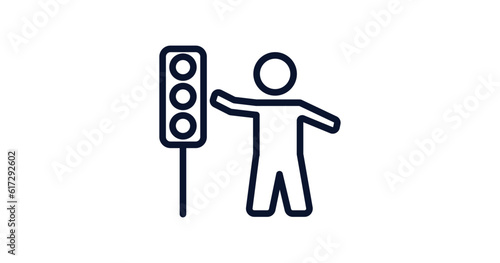traffic hand signals icon. Thin line traffic hand signals icon from people collection. Outline vector isolated on white background. Editable traffic hand signals symbol