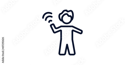 waving goodbye icon. Thin line waving goodbye icon from people collection. Outline vector isolated on white background. Editable waving goodbye symbol