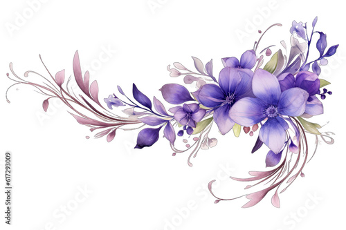 cute floral corner frame watercolor style