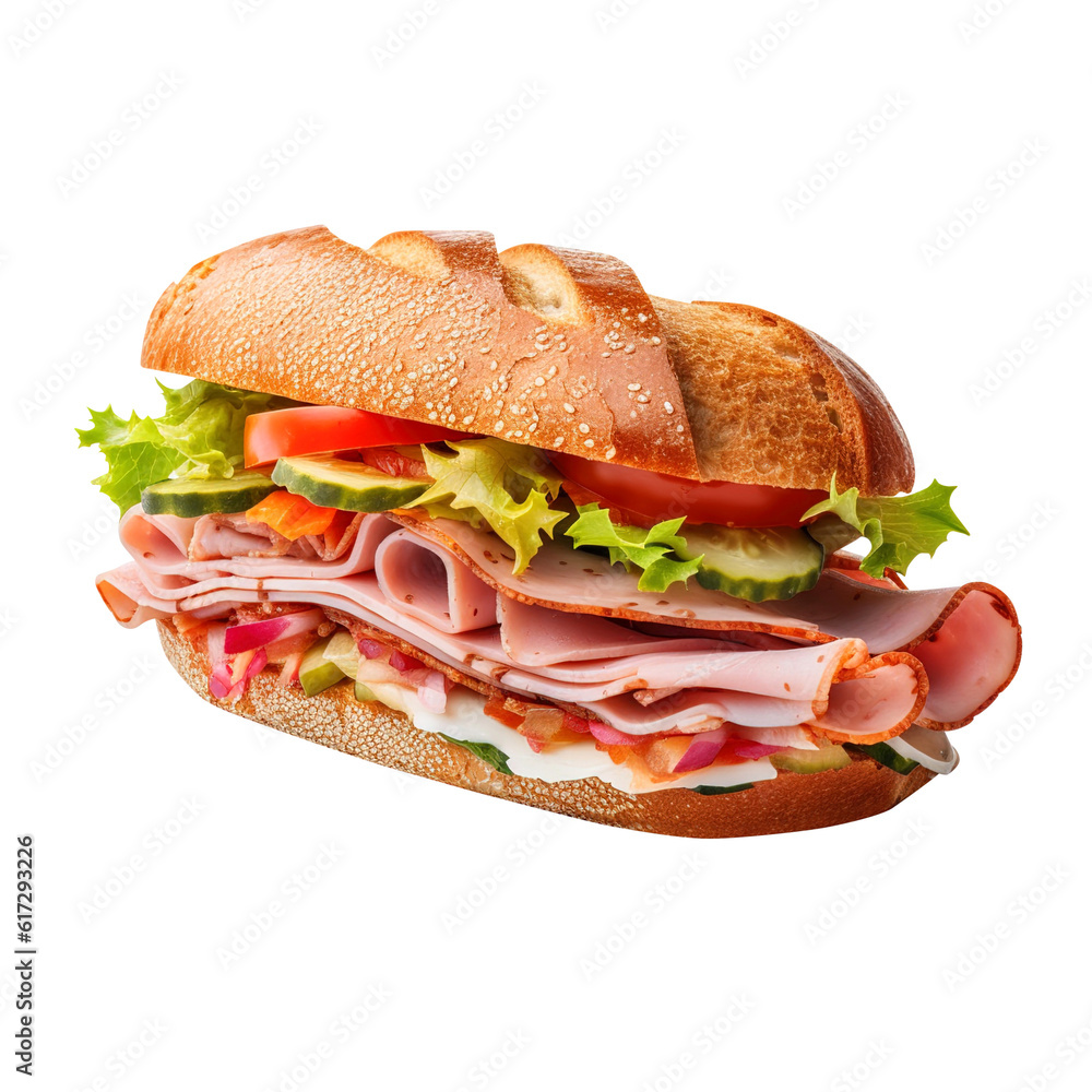 Obraz premium sandwich with ham and vegetables created with Generative AI