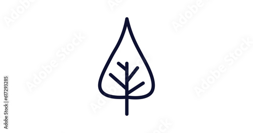 poplar leaf icon. Thin line poplar leaf icon from nature collection. Outline vector isolated on white background. Editable poplar leaf symbol can be used web and mobile