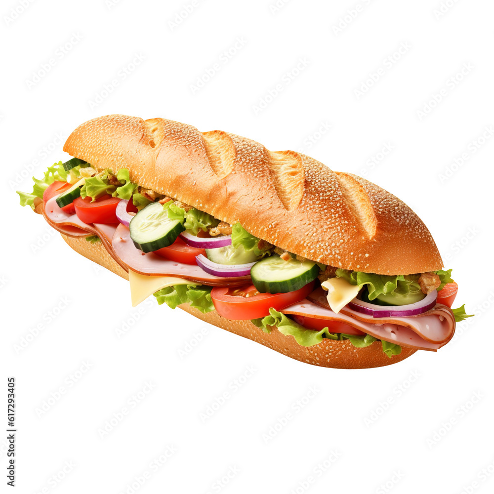 sandwich with ham and vegetables created with Generative AI sandwich with ham and vegetables created with Generative AI