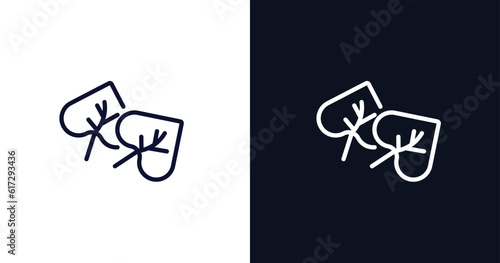 cercis leaf icon. Thin line cercis leaf icon from nature collection. Outline vector isolated on dark blue and white background. Editable cercis leaf symbol can be used web and mobile