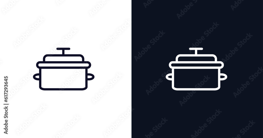 stew pot icon. Thin line stew pot icon from kitchen collection. Outline vector isolated on dark blue and white background. Editable stew pot symbol can be used web and mobile stew pot icon. Thin line stew pot icon from kitchen collection. Outline vector isolated on dark blue and white background. Editable stew pot symbol can be used web and mobile