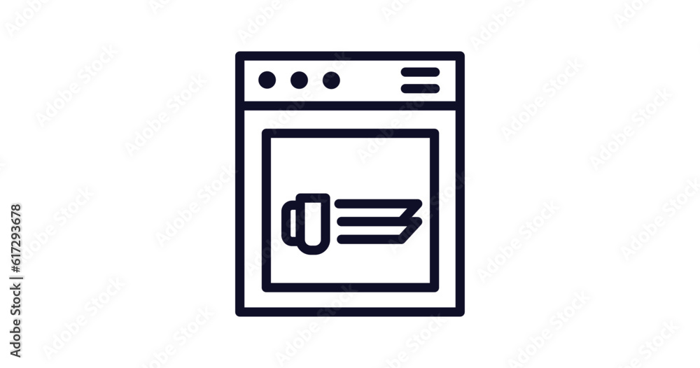 dishwasher icon. Thin line dishwasher icon from kitchen collection. Outline vector isolated on white background. Editable dishwasher symbol can be used web and mobile dishwasher icon. Thin line dishwasher icon from kitchen collection. Outline vector isolated on white background. Editable dishwasher symbol can be used web and mobile