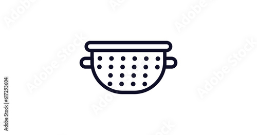 colander icon. Thin line colander icon from kitchen collection. Outline vector isolated on white background. Editable colander symbol can be used web and mobile