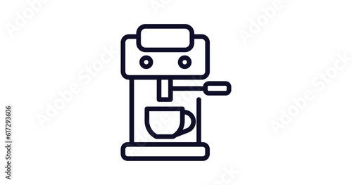 coffee machine icon. Thin line coffee machine icon from kitchen collection. Outline vector isolated on white background. Editable coffee machine symbol can be used web and mobile