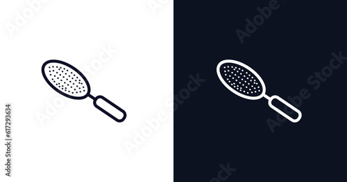 sugar sifter icon. Thin line sugar sifter icon from kitchen collection. Outline vector isolated on dark blue and white background. Editable sugar sifter symbol can be used web and mobile