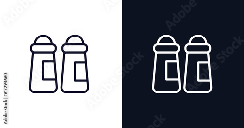 spice jar icon. Thin line spice jar icon from kitchen collection. Outline vector isolated on dark blue and white background. Editable spice jar symbol can be used web and mobile