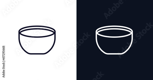 soup bowl icon. Thin line soup bowl icon from kitchen collection. Outline vector isolated on dark blue and white background. Editable soup bowl symbol can be used web and mobile