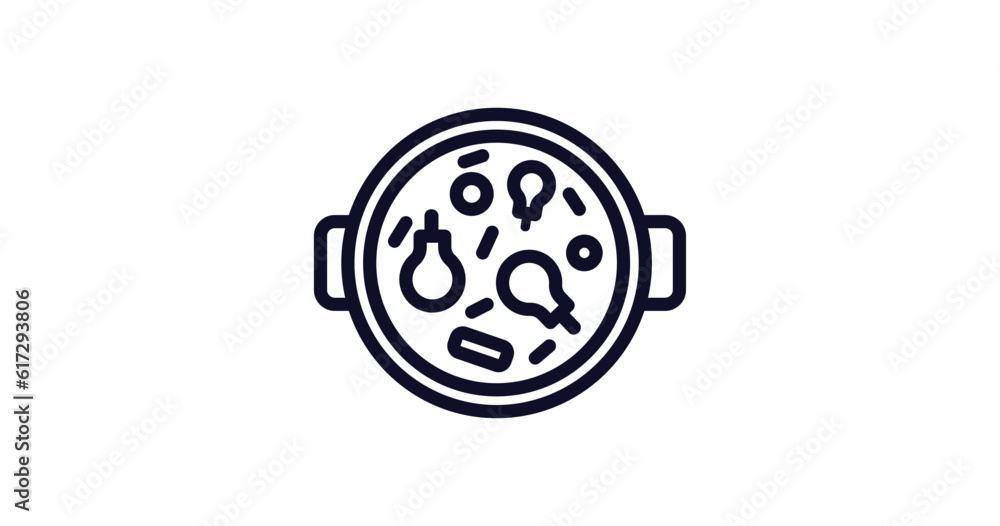 paella icon. Thin line paella icon from kitchen collection. Outline vector isolated on white background. Editable paella symbol can be used web and mobile paella icon. Thin line paella icon from kitchen collection. Outline vector isolated on white background. Editable paella symbol can be used web and mobile