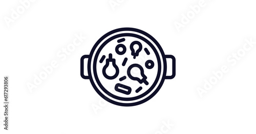 paella icon. Thin line paella icon from kitchen collection. Outline vector isolated on white background. Editable paella symbol can be used web and mobile
